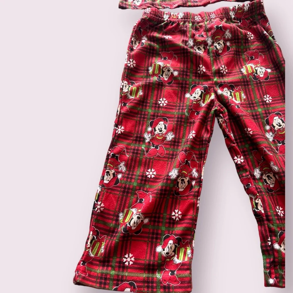 NWT Toddler Girl Disney Two Piece Pajama Set Plaid Minnie Mouse Winter Holiday